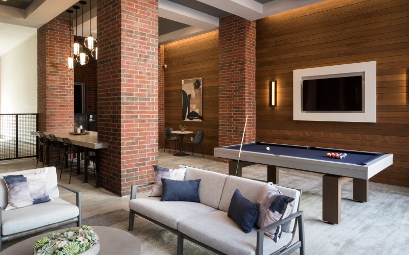 Outdoor lounge with pool table